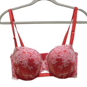 VICTORIA'S SECRET Dream Angels Multiway Bra in Sexy Red Metallic Lace - Size 32D